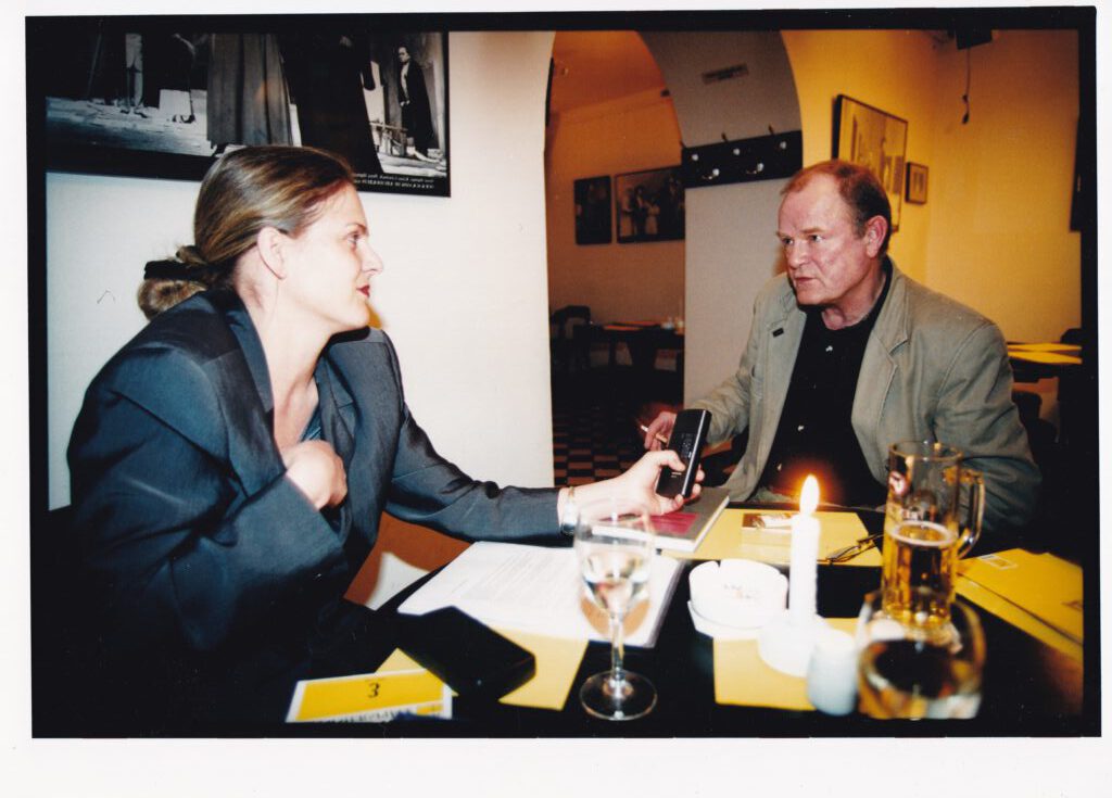 1998: Im Gespräch mit Dieter Mann zu "Wallenstein"Foto: ©HL Böhme